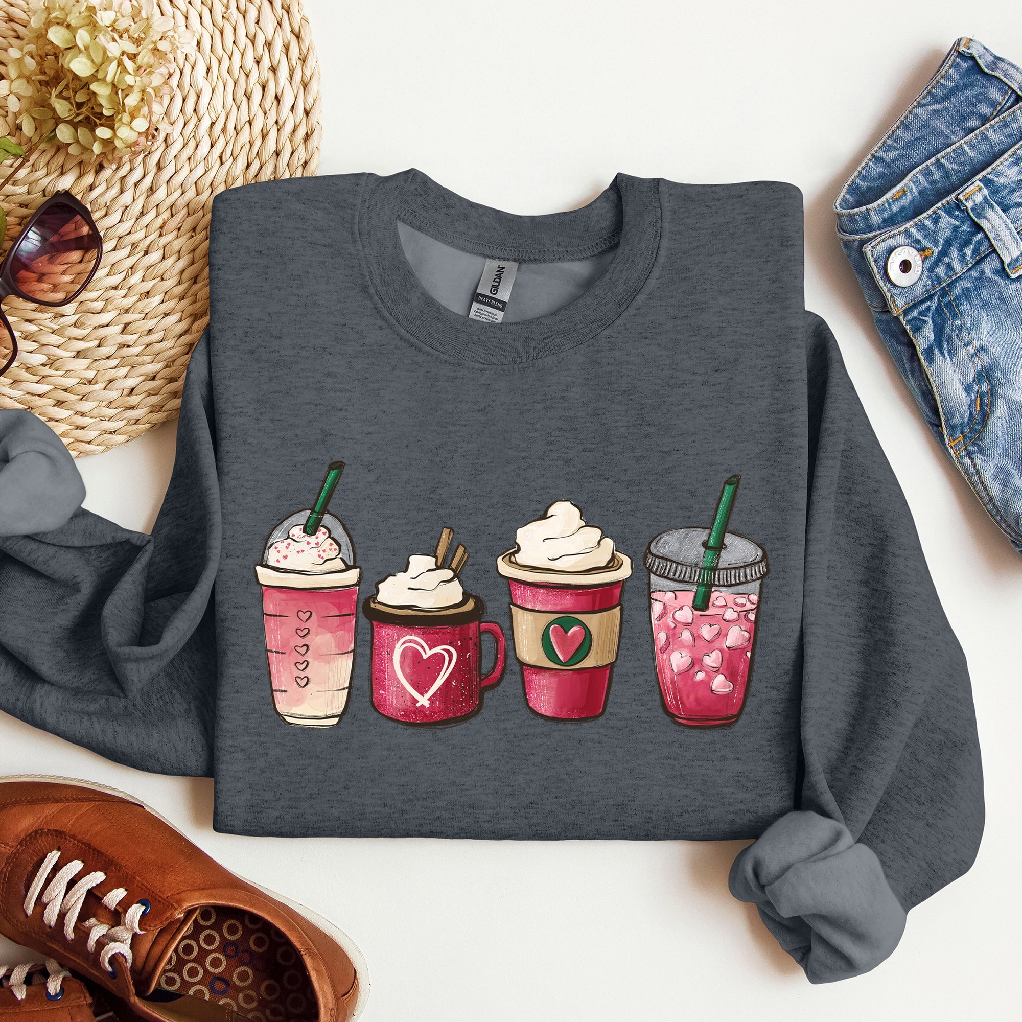 Valentine's Coffee And Drinks Cozy Edition For Coffee Lovers Forever Graphic Sweatshirt