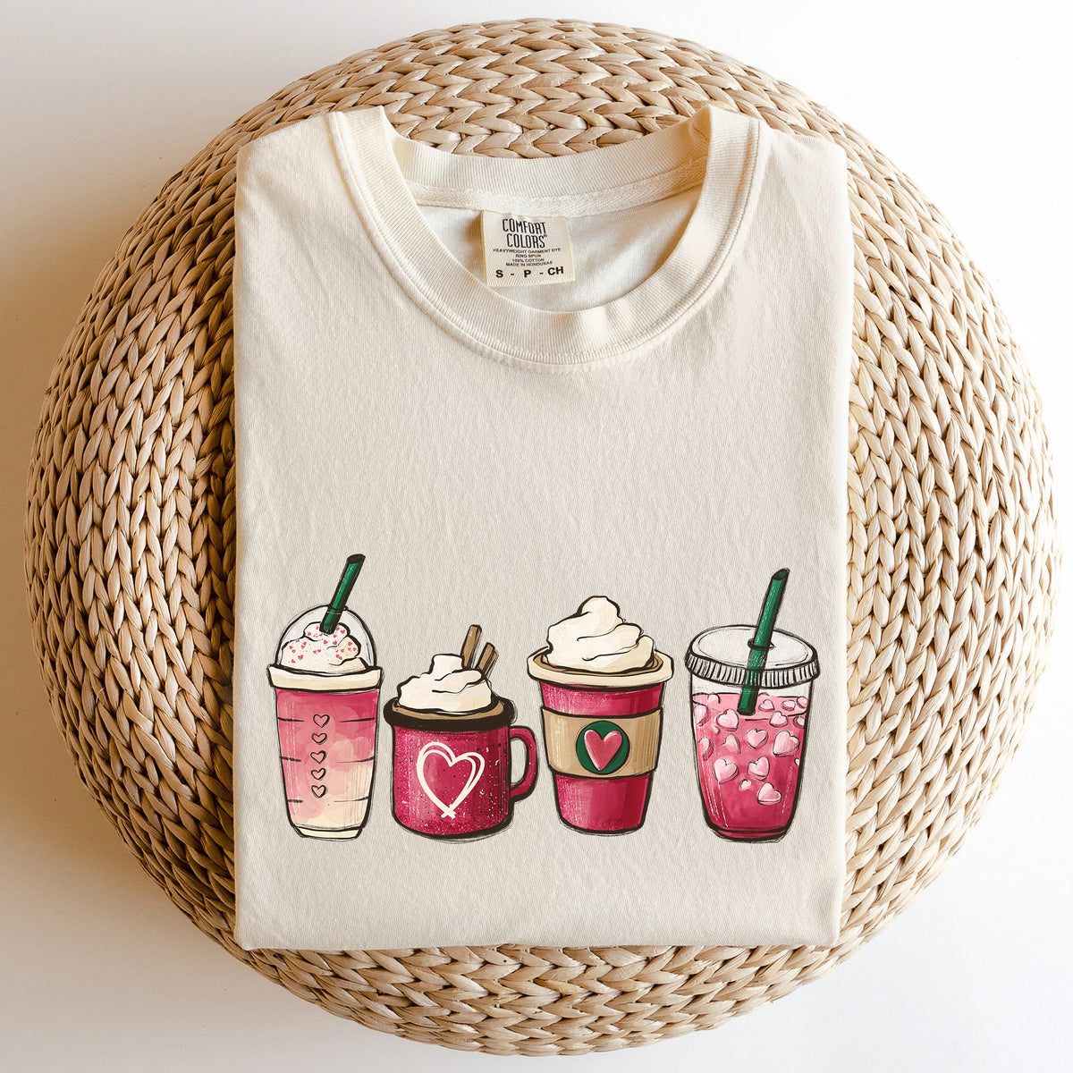 Valentine's Coffee and Drinks Cozy Vintage Coffee Lovers Theme Cafe Romance Latte Mug Artwork Comfort Colors Tee