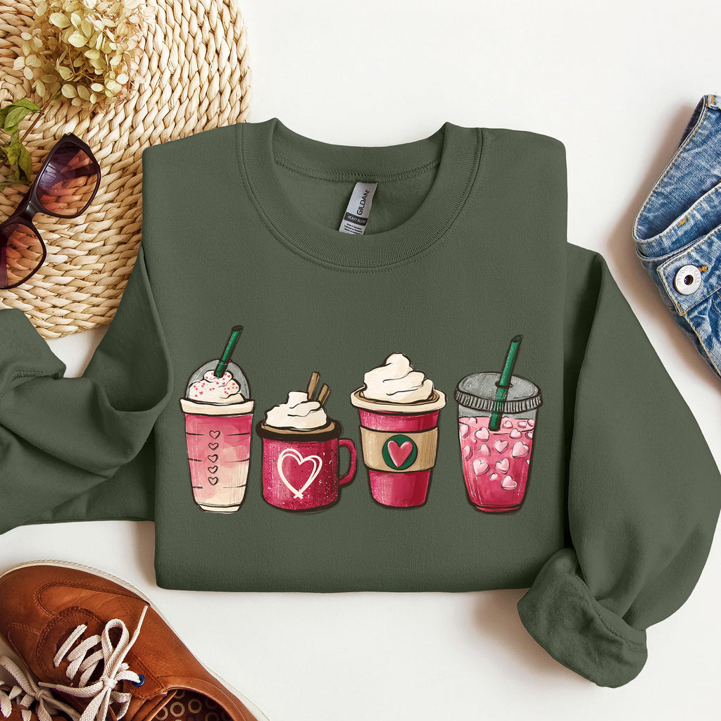 Valentine's Coffee And Drinks Cozy Edition For Coffee Lovers Forever Graphic Sweatshirt