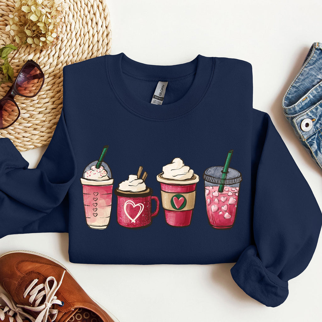 Valentine's Coffee And Drinks Cozy Edition For Coffee Lovers Forever Graphic Sweatshirt