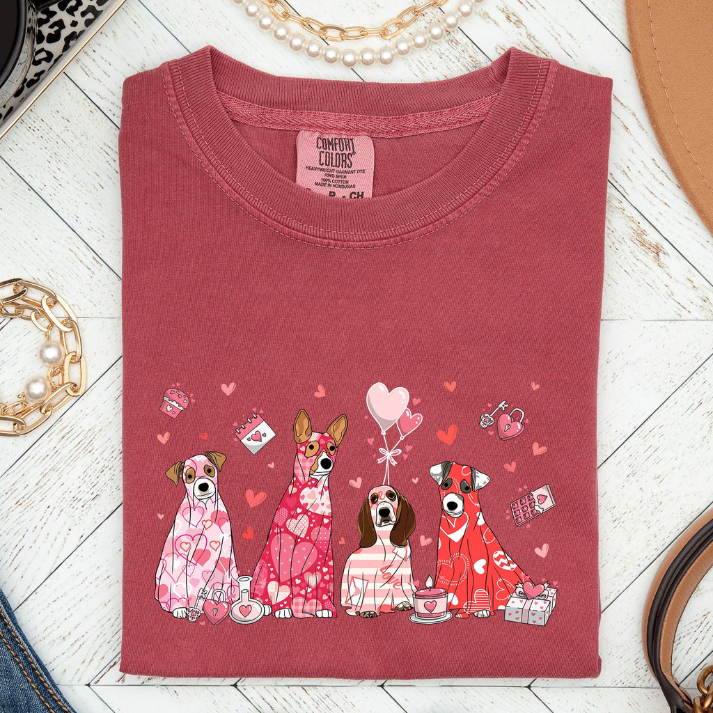 Valentine Ghost Dogs Nostalgic Valentine's Day Graphic Illustration Comfort Colors Tee