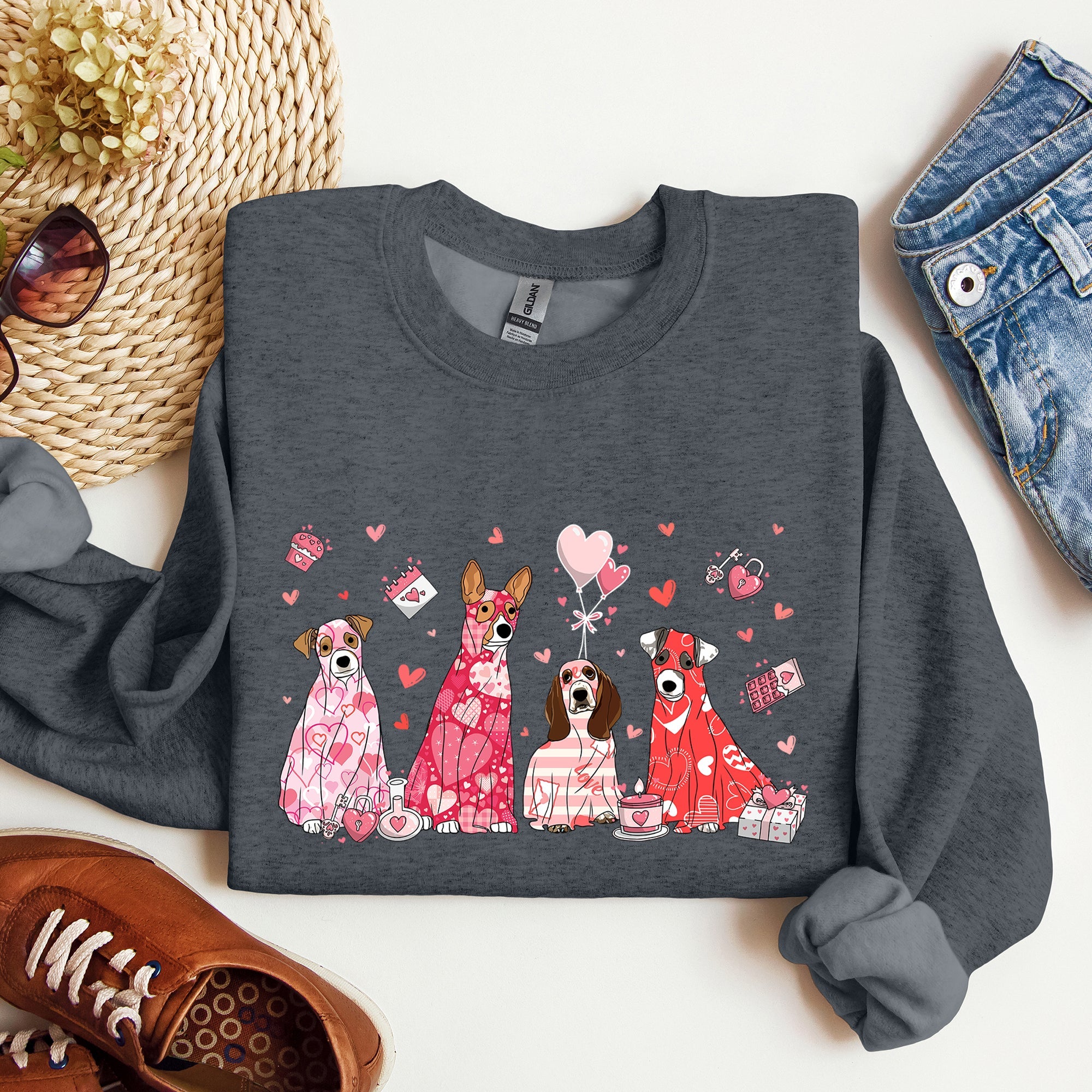 Valentine Ghost Dogs Whimsical Pet Portrait Design For Dog Lovers Everywhere Sweatshirt