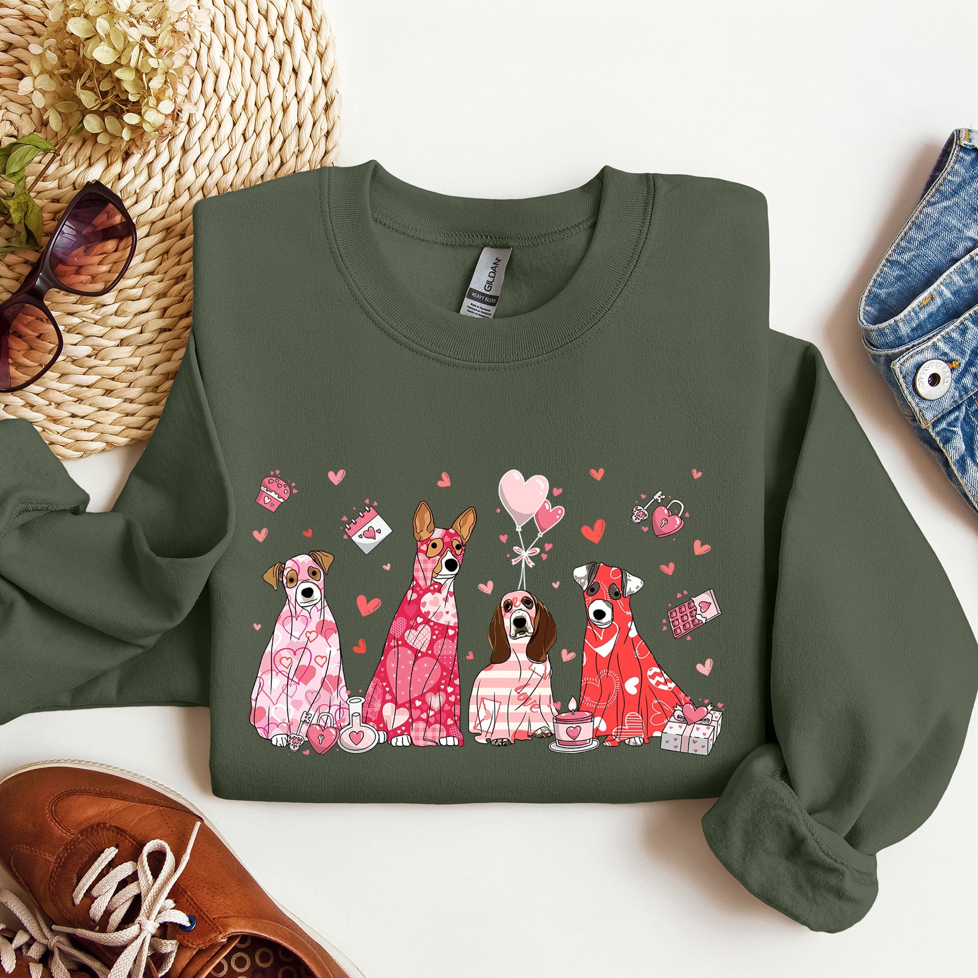 Valentine Ghost Dogs Whimsical Pet Portrait Design For Dog Lovers Everywhere Sweatshirt