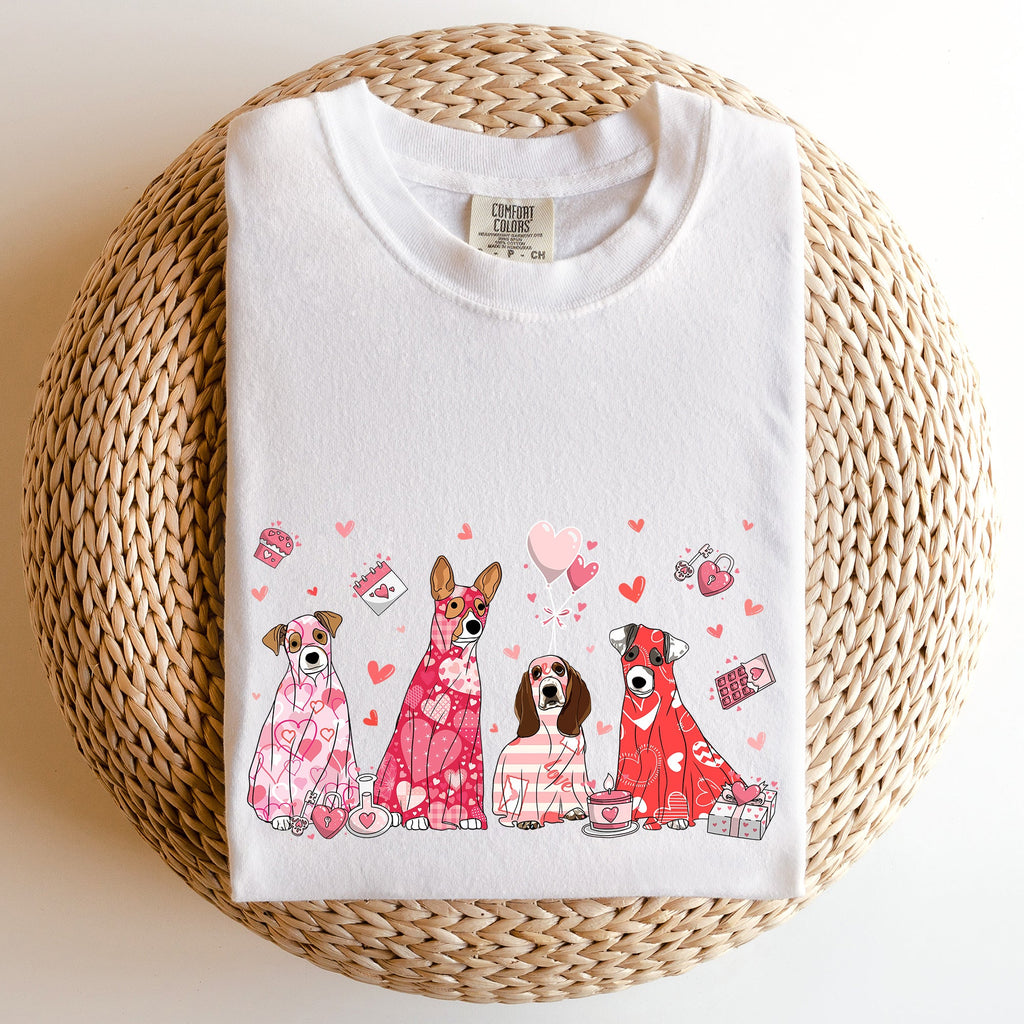 Valentine Ghost Dogs Nostalgic Valentine's Day Graphic Illustration Comfort Colors Tee