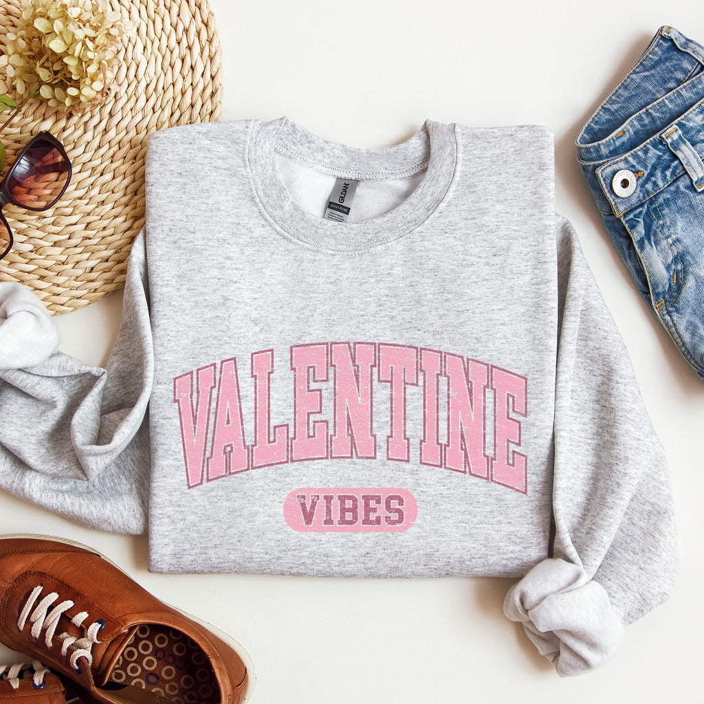 Valentine Vibes Collegiate College University Campus Romance Deluxe Edition Sweatshirt