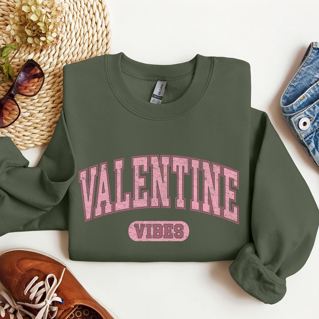 Valentine Vibes Collegiate College University Campus Romance Deluxe Edition Sweatshirt