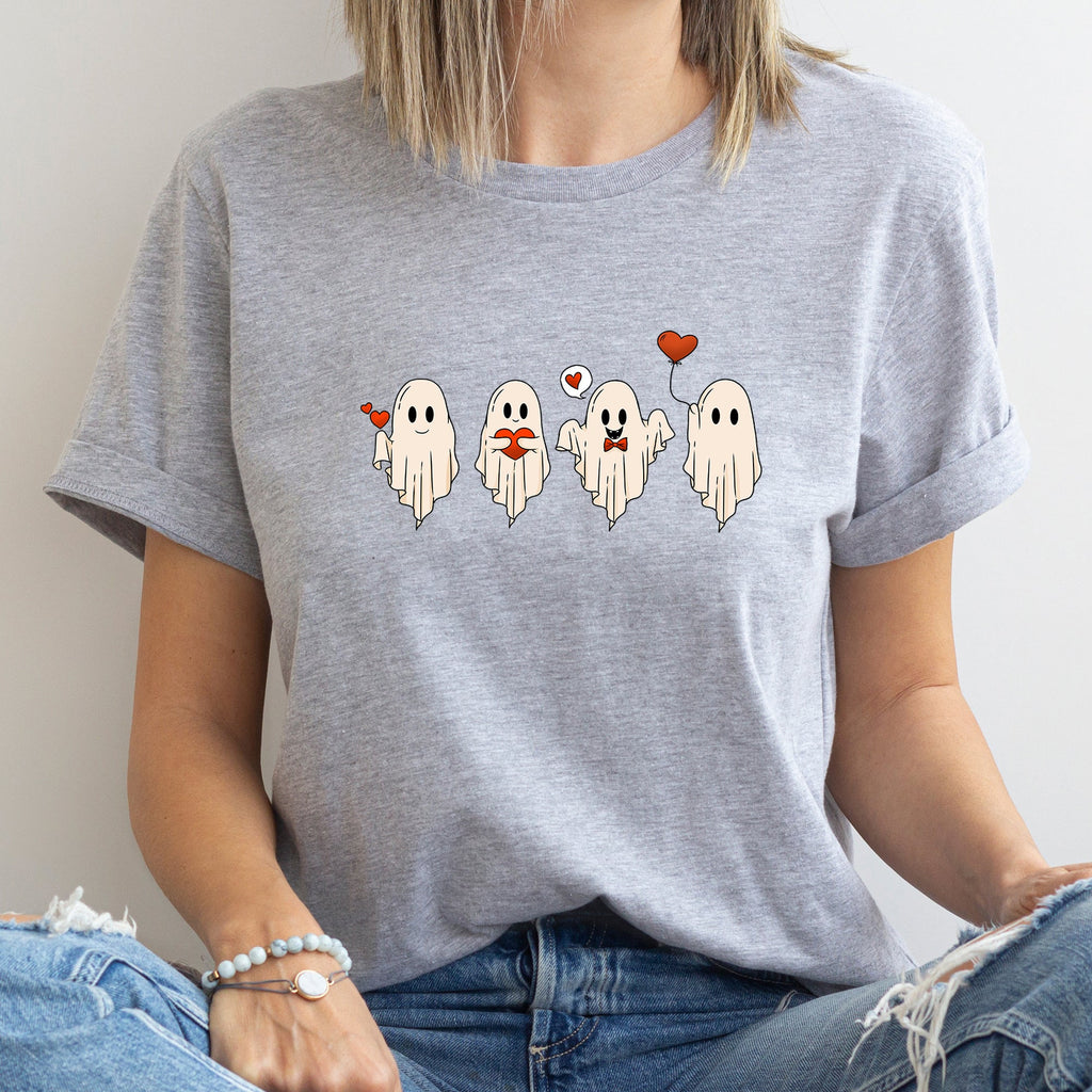 Valentine Ghosts And Love Romantic Night Sky Haunting Artwork With Velvet Soft Feel Graphic Tee