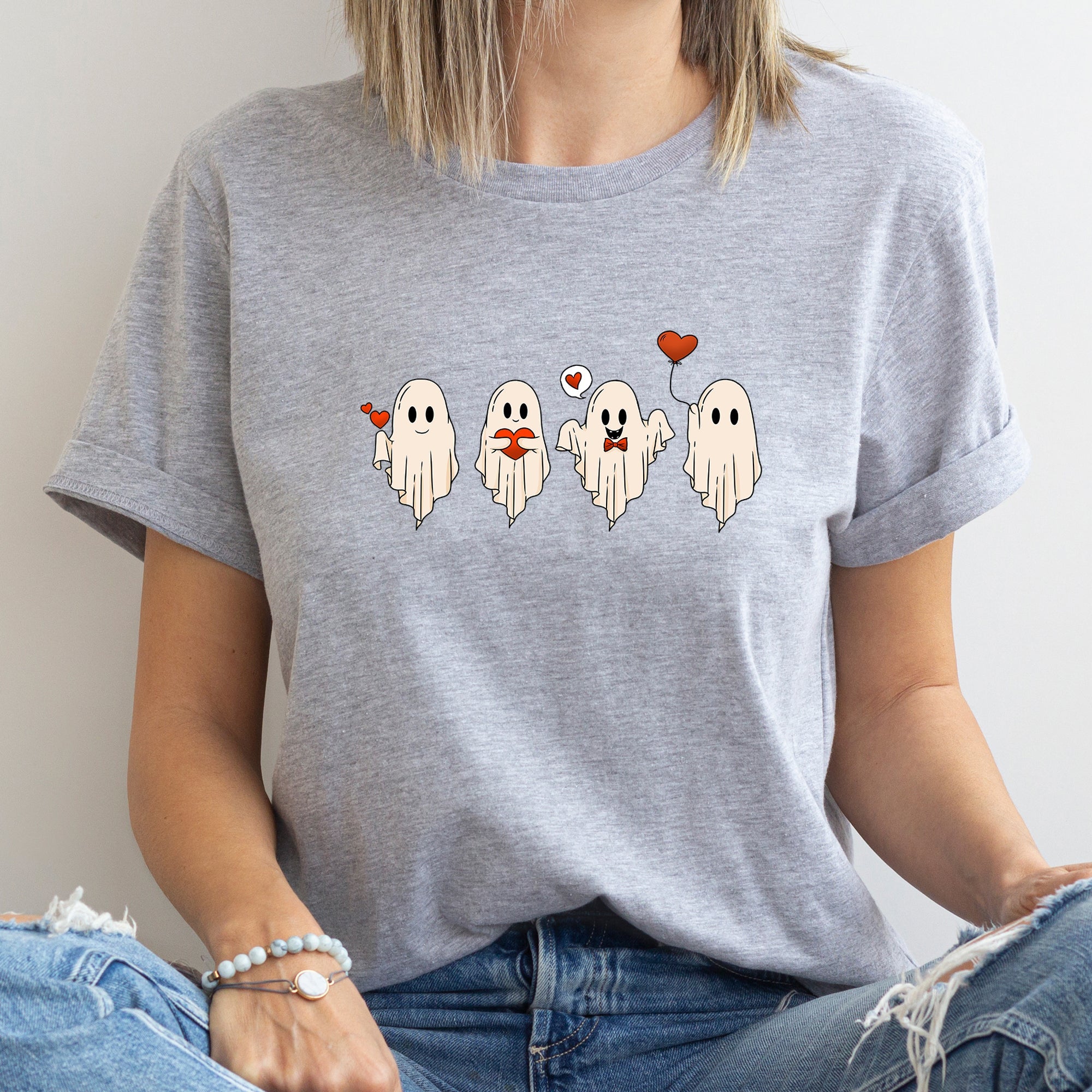 Valentine Ghosts And Love Romantic Night Sky Haunting Artwork With Velvet Soft Feel Graphic Tee