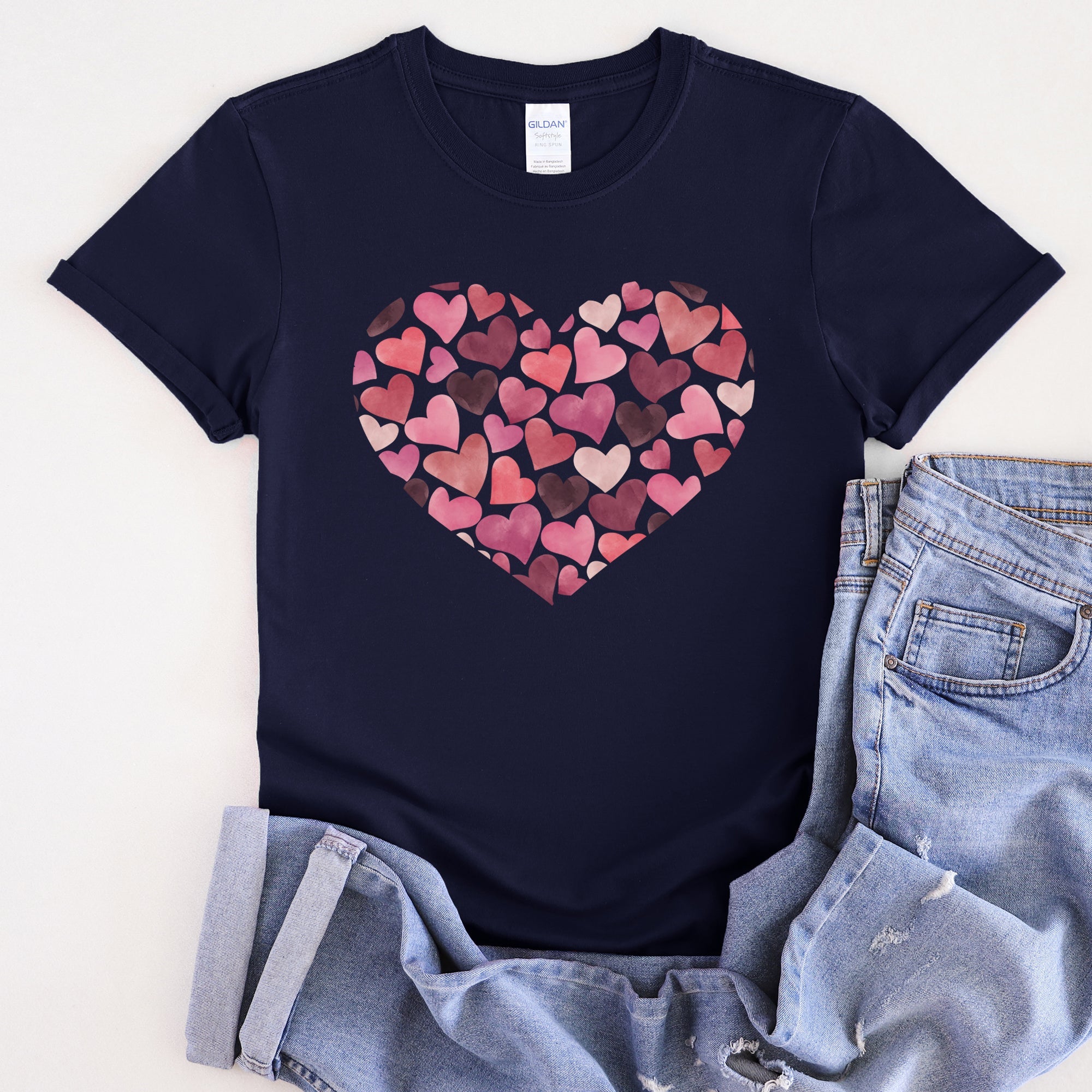 Watercolor Hearts Valentine's Day Edition Ultra Soft Premium Cotton Everyday Graphic Tee