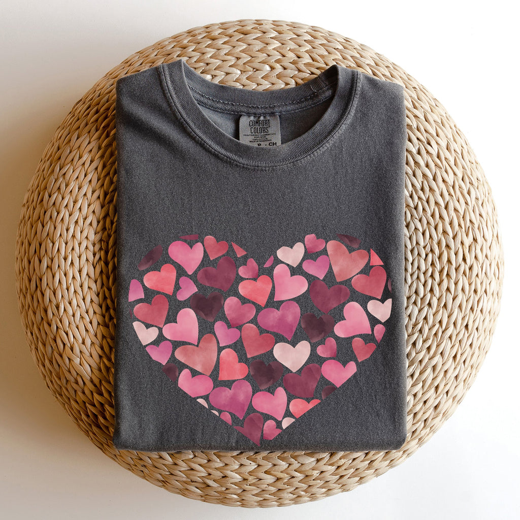 Watercolor Hearts Valentine's Day Edition Premium Soft Feel Print Comfort Colors Tee