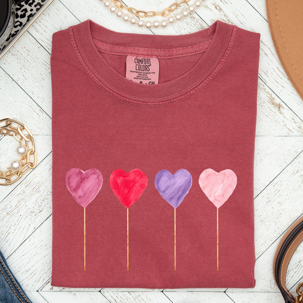 Watercolor Lollipops Candy Sweets Suckers Valentine's Day Edition Comfort Colors Tee