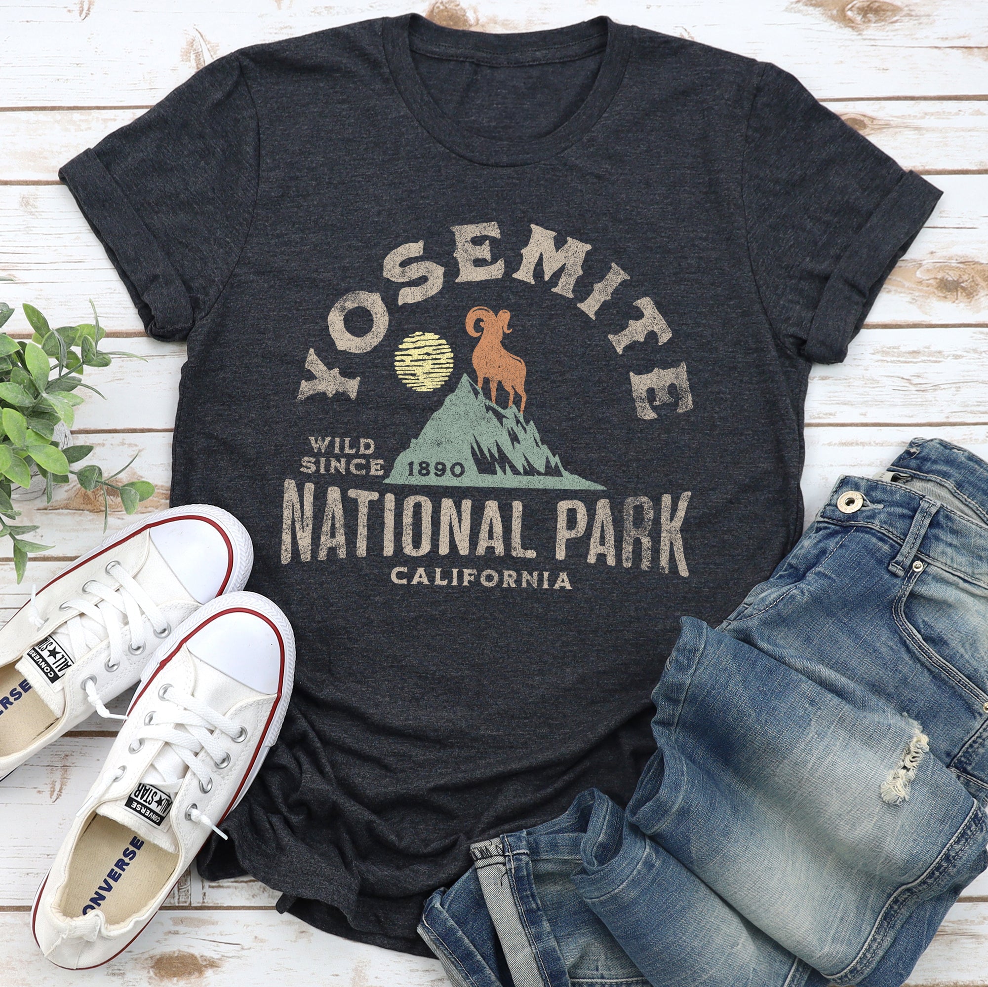Yosemite National Park Scenic Peaks And Valley Landscape For Outdoor Adventure Graphic Tee