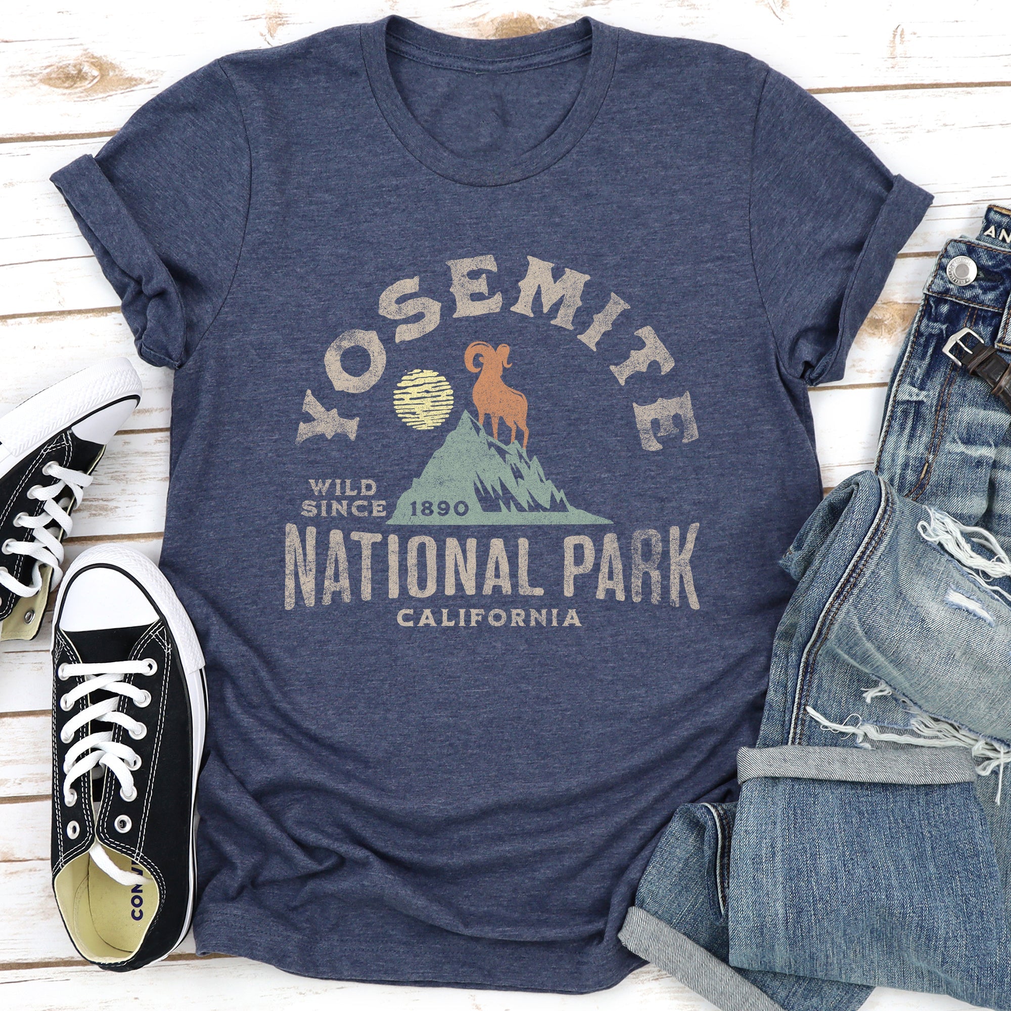 Yosemite National Park Scenic Peaks And Valley Landscape For Outdoor Adventure Graphic Tee