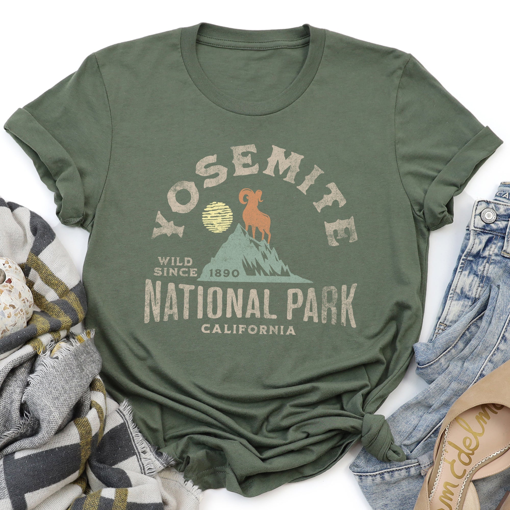 Yosemite National Park Scenic Peaks And Valley Landscape For Outdoor Adventure Graphic Tee