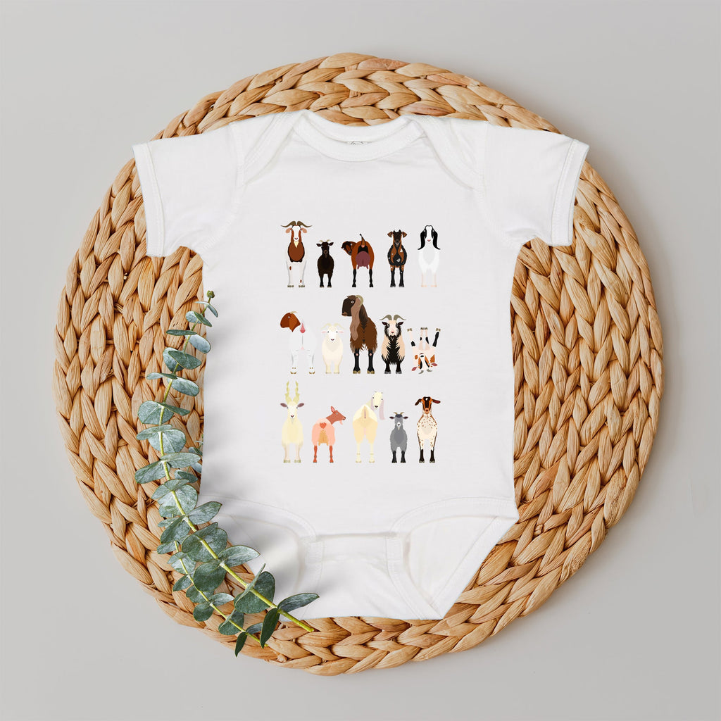 Goat Lovers Farm Animal Illustration Breeds Kids Edition Charming Farmyard Scene Print Comfort Colors Tee