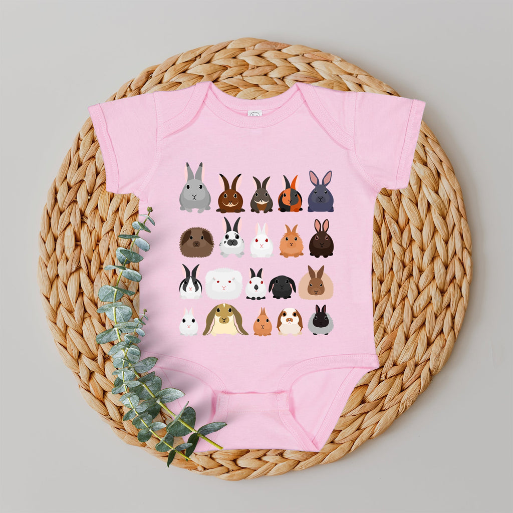 Rabbit Lovers Farm Animal Illustration Breeds For Kids Cute Nursery Style Graphic Tee