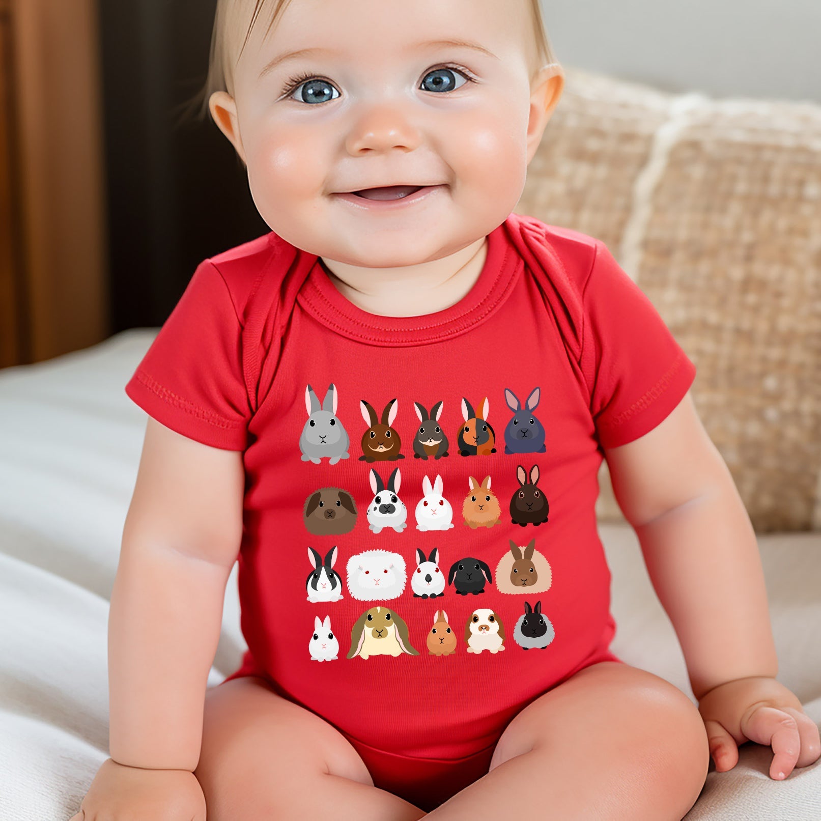 Rabbit Lovers Farm Animal Illustration Breeds For Kids Cute Nursery Style Graphic Tee