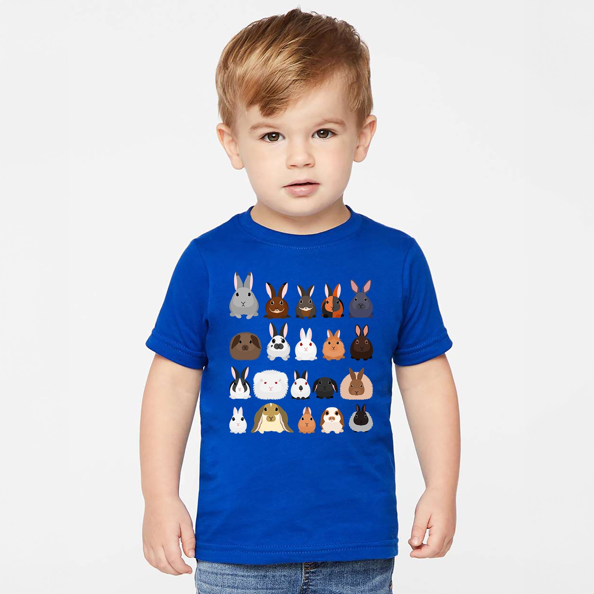Rabbit Lovers Farm Animal Illustration Breeds For Kids Cute Nursery Style Graphic Tee