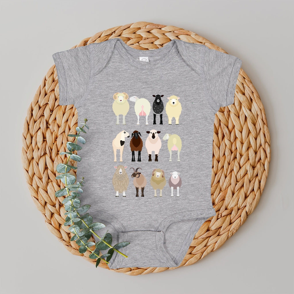 Sheep Lovers Farm Animal Illustration Breeds Featuring Playful Lamb Portraits For Kids Youth Comfort Colors Tee