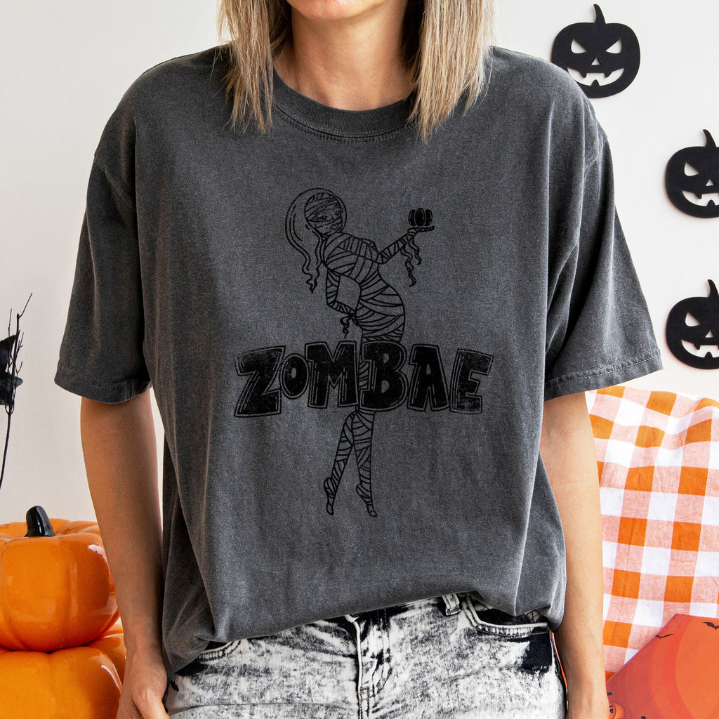 Zombae Retro Halloween Zombie Night Edition Deluxe Premium Heavyweight Comfort Colors Tee