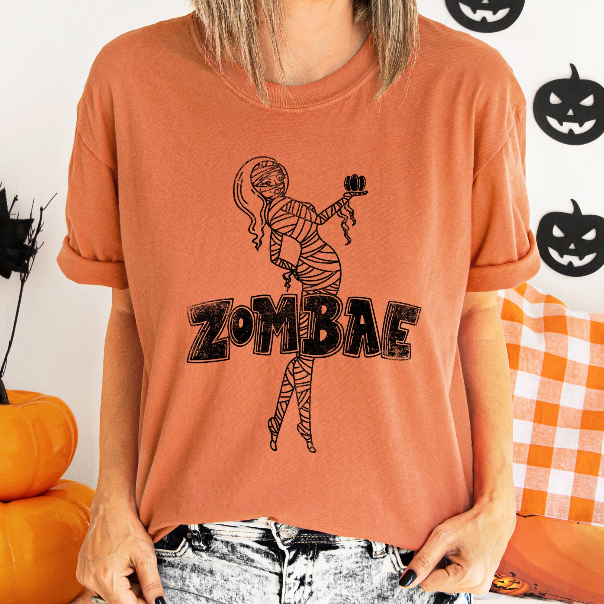 Zombae Retro Halloween Zombie Night Edition Deluxe Premium Heavyweight Comfort Colors Tee